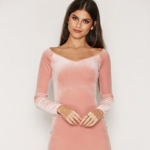 Miss Selfridge Pink Velvet Bodycon Dress